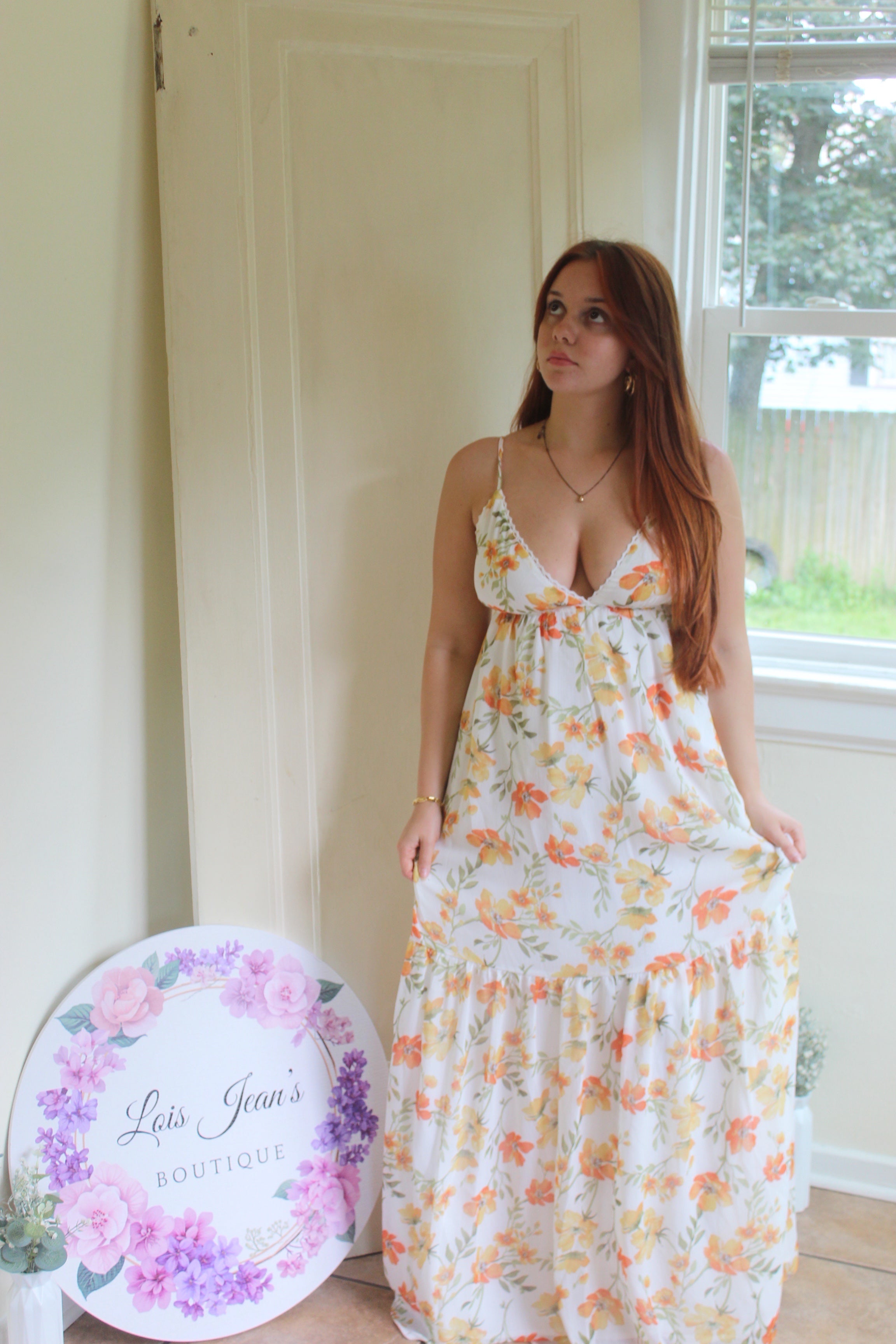 Sunset Bloom Open-Back Maxi Dress