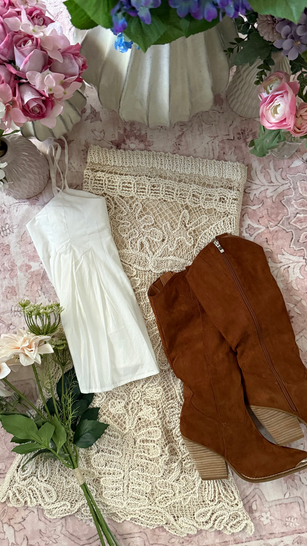 Crochet Lace Midi Skirt ￼