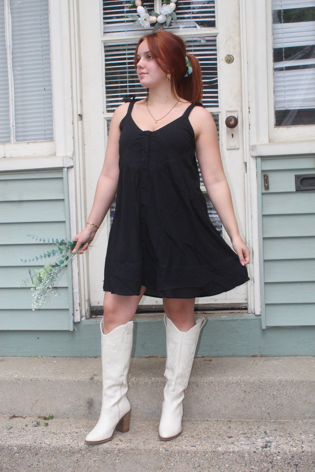 Sweet Serenity Lace Trim Mini Dress