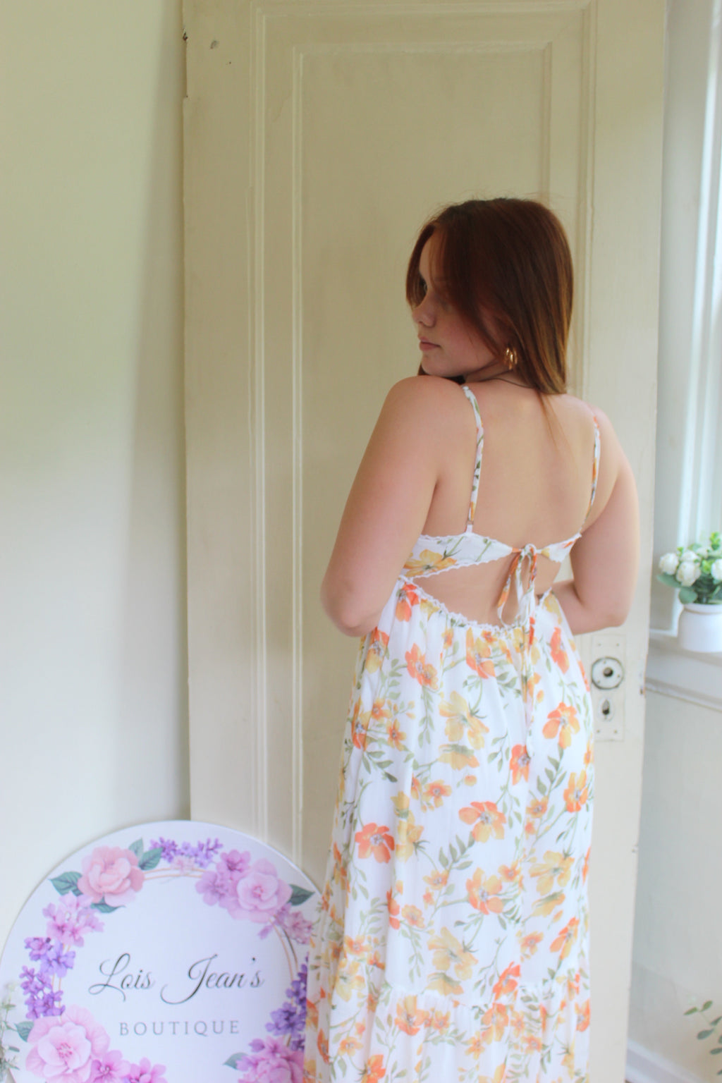 Sunset Bloom Open-Back Maxi Dress