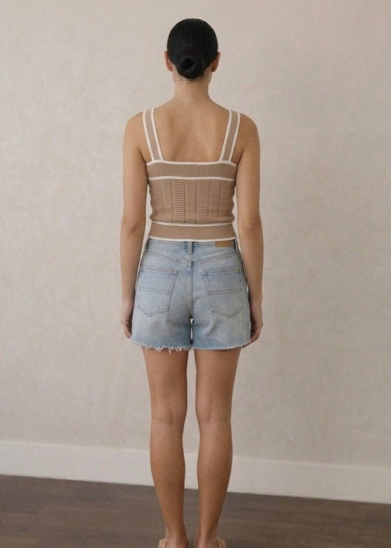 Button Font Knit Tank Top