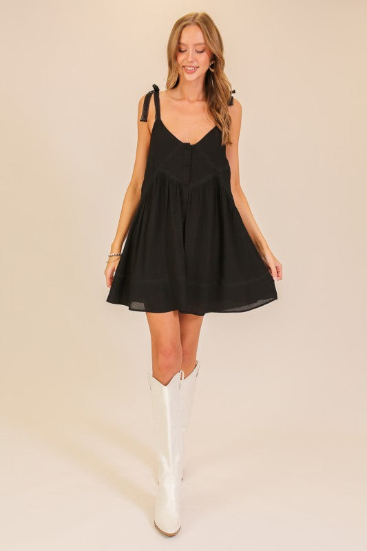 Sweet Serenity Lace Trim Mini Dress