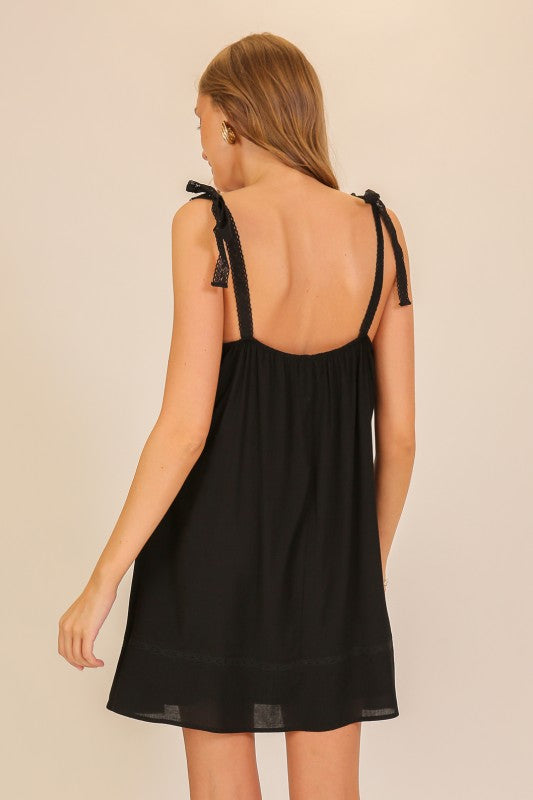 Sweet Serenity Lace Trim Mini Dress